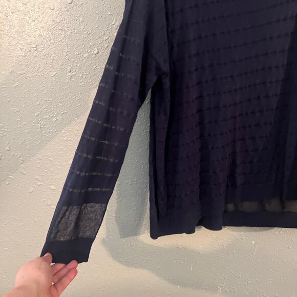 NWOT Lane Bryant Women's Long Sleeve Sweater Shirt 22/24 Navy Blue Sheer Layer - Picture 5 of 6